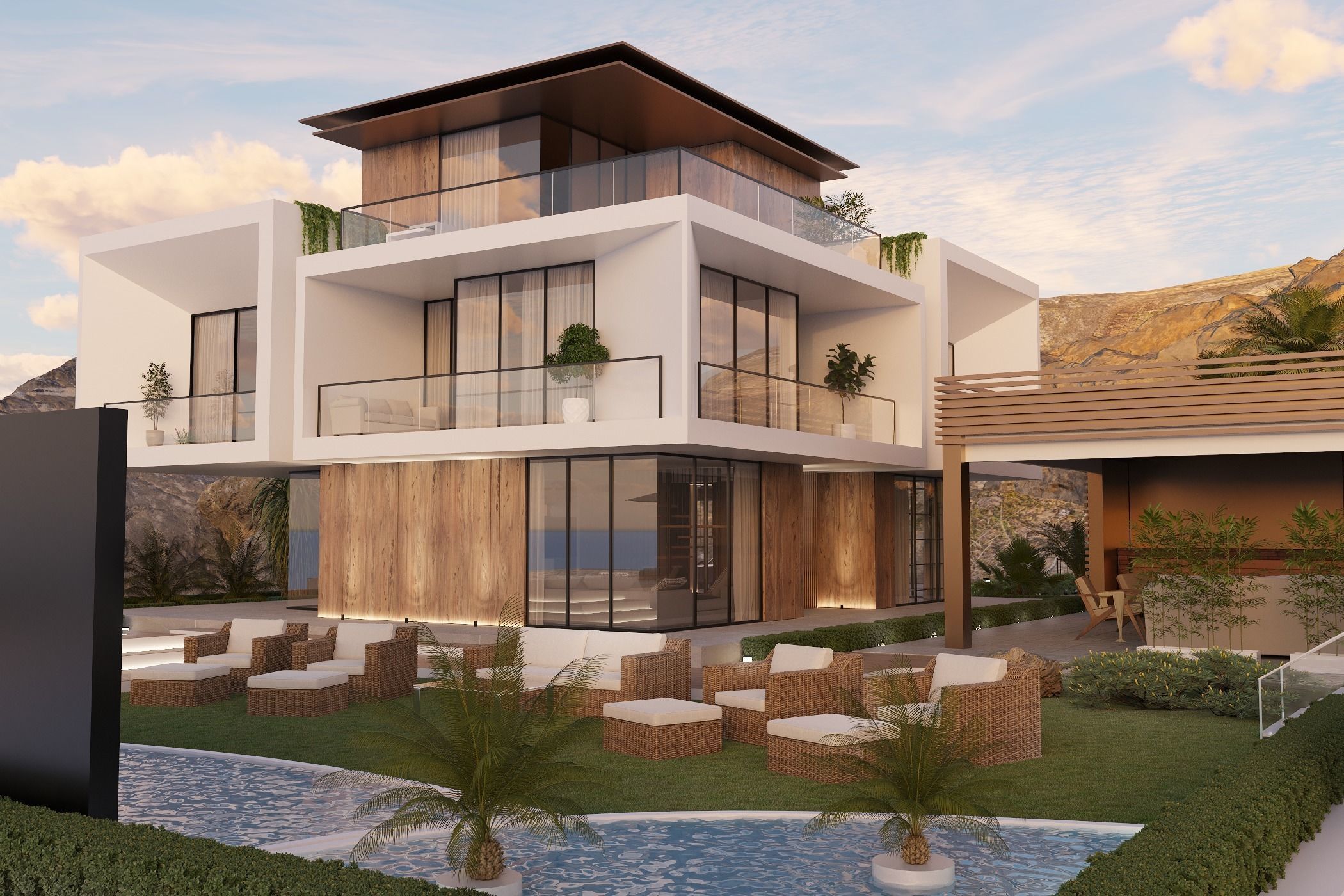 Landscape on the cliff The whole 3d scene Low-poly 3D model_3