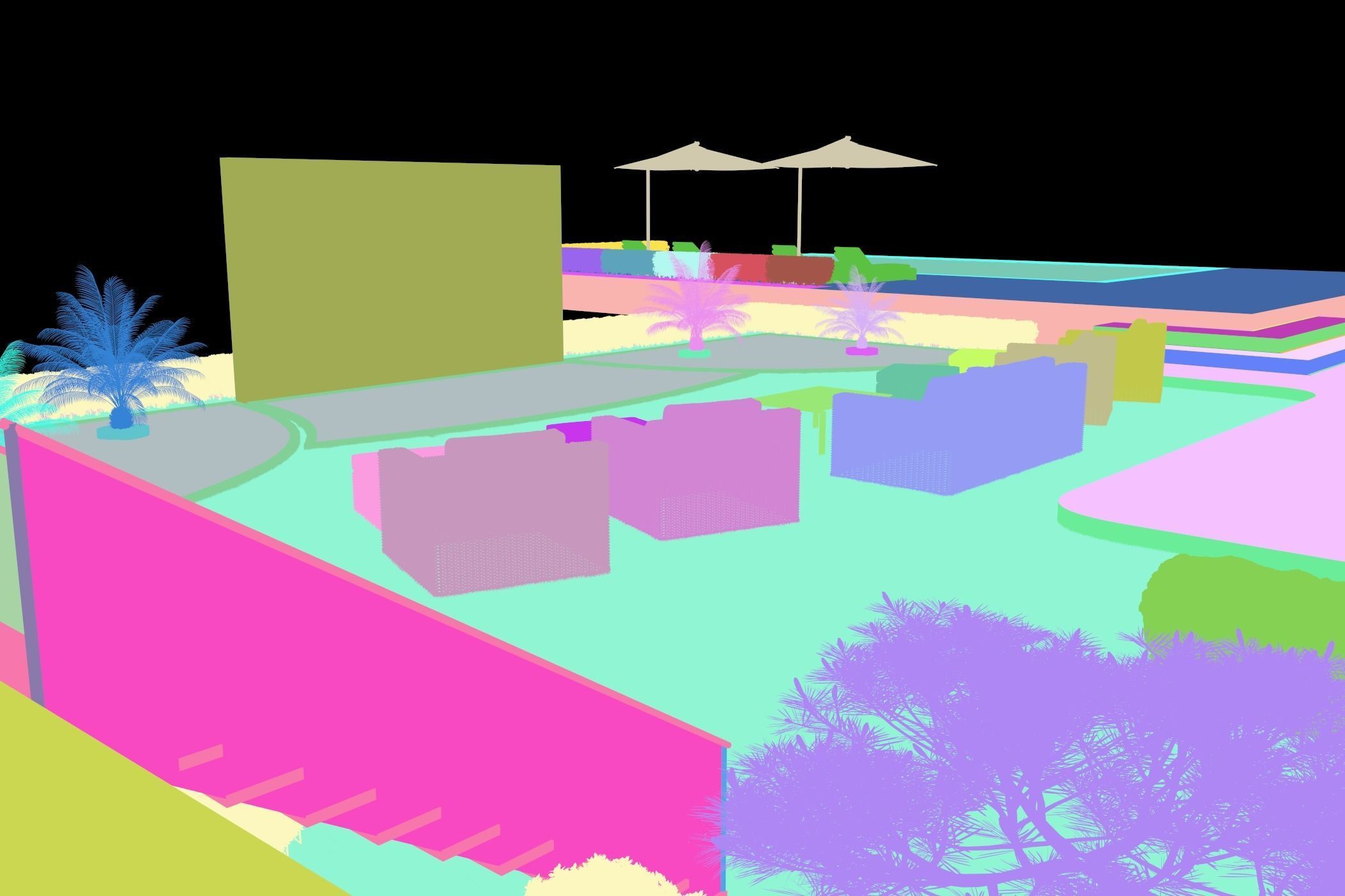 Landscape on the cliff The whole 3d scene Low-poly 3D model_8