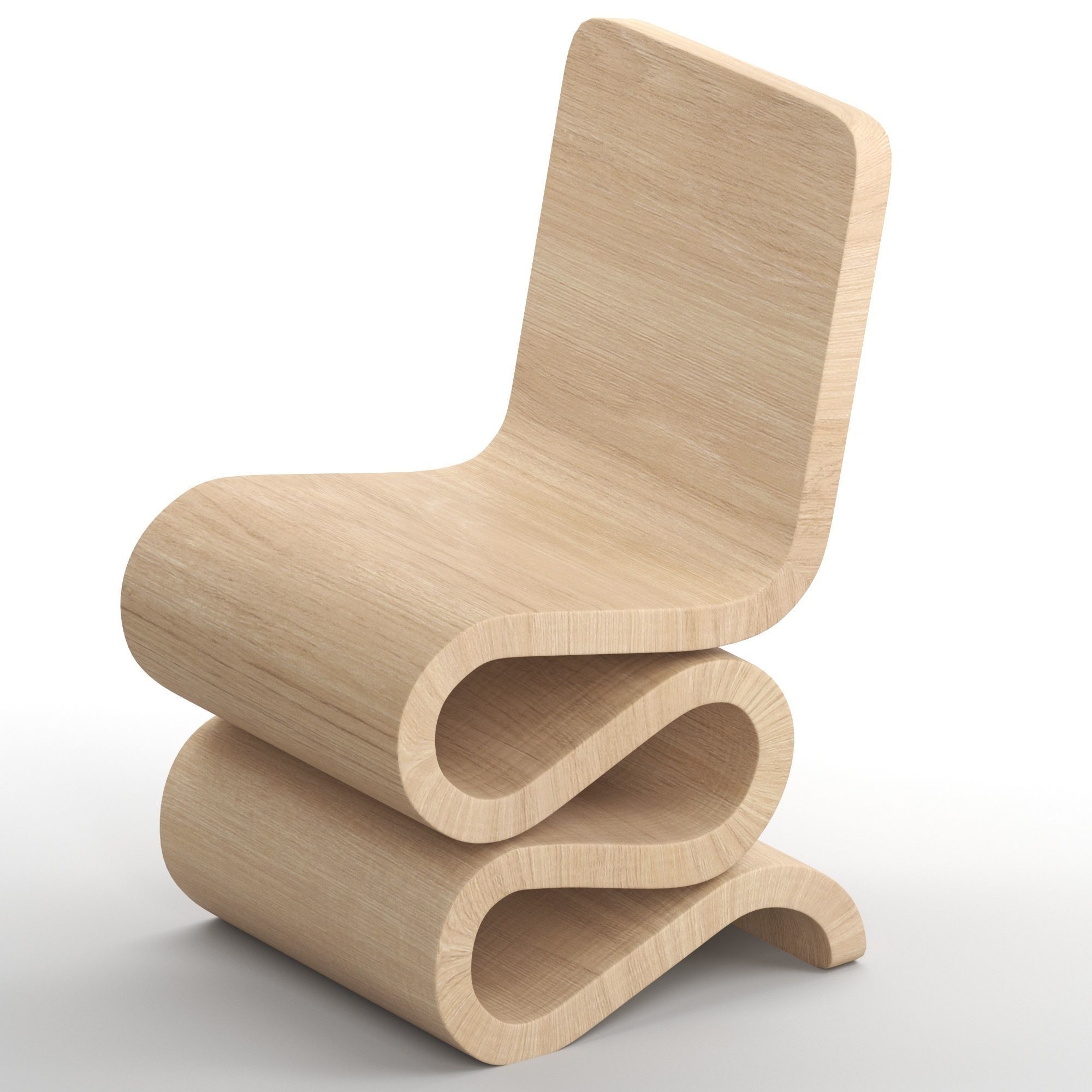 ideen wooden chair with curved design 3D model_3