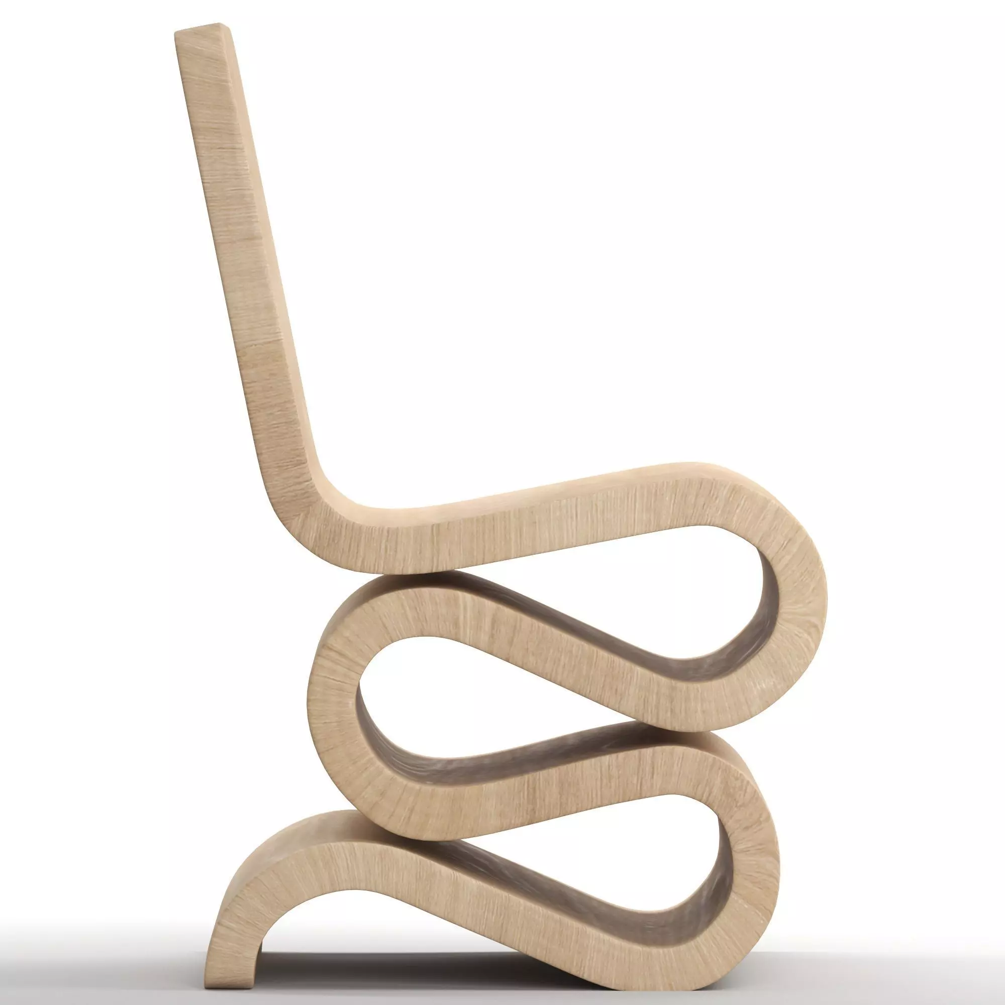 ideen wooden chair with curved design 3D model_0