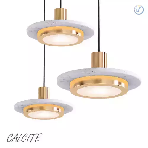 CALCITE pendant light in gold and marble