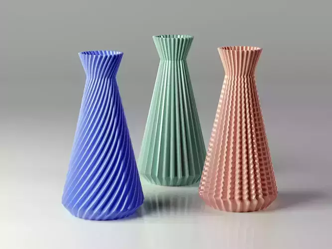 Set 3 Tall Fluted Vase - STL Files for 3D Printers