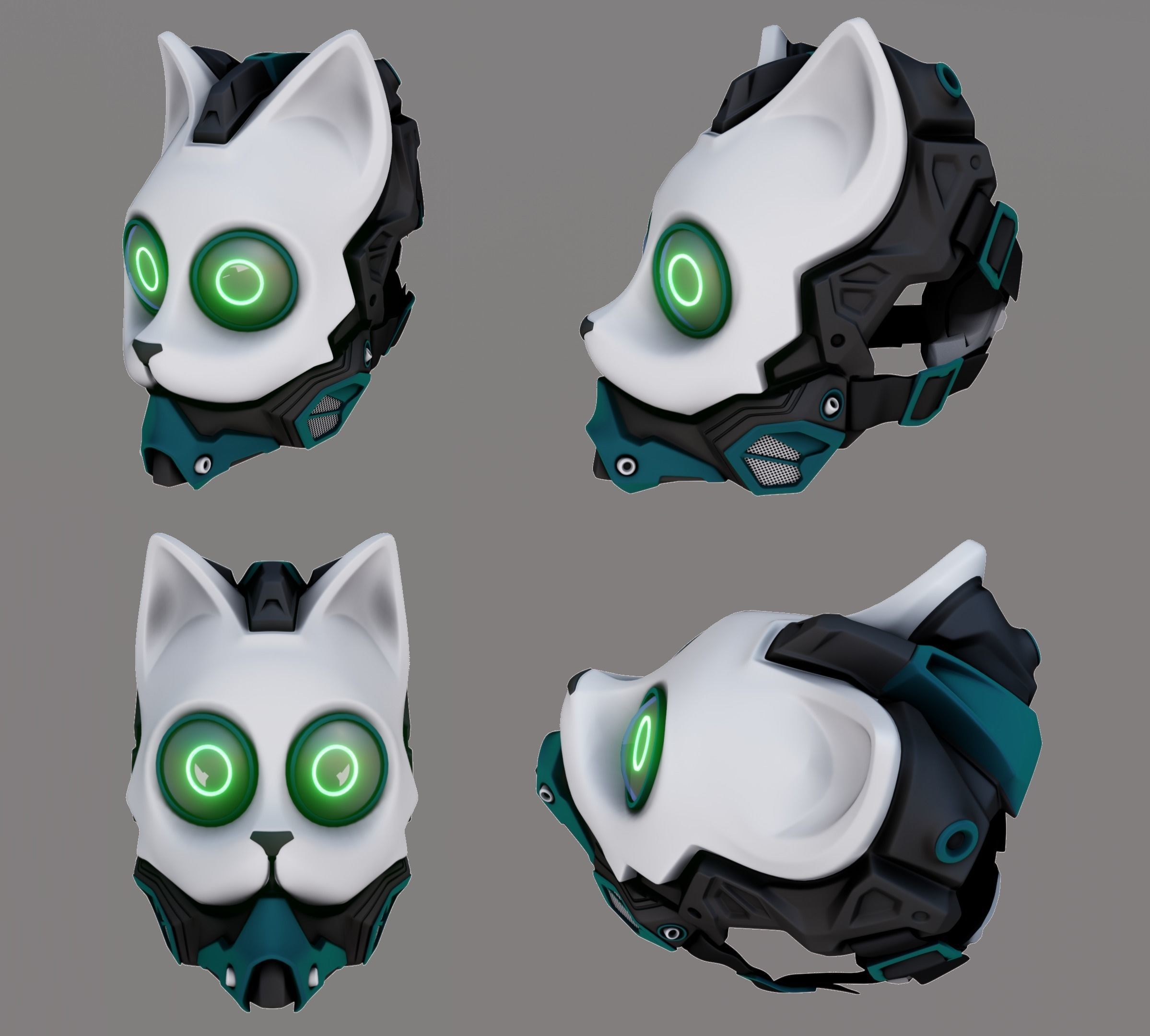 Neo Neko - cosplay cat mask- digital stl file for 3D-printing 3D print model_3