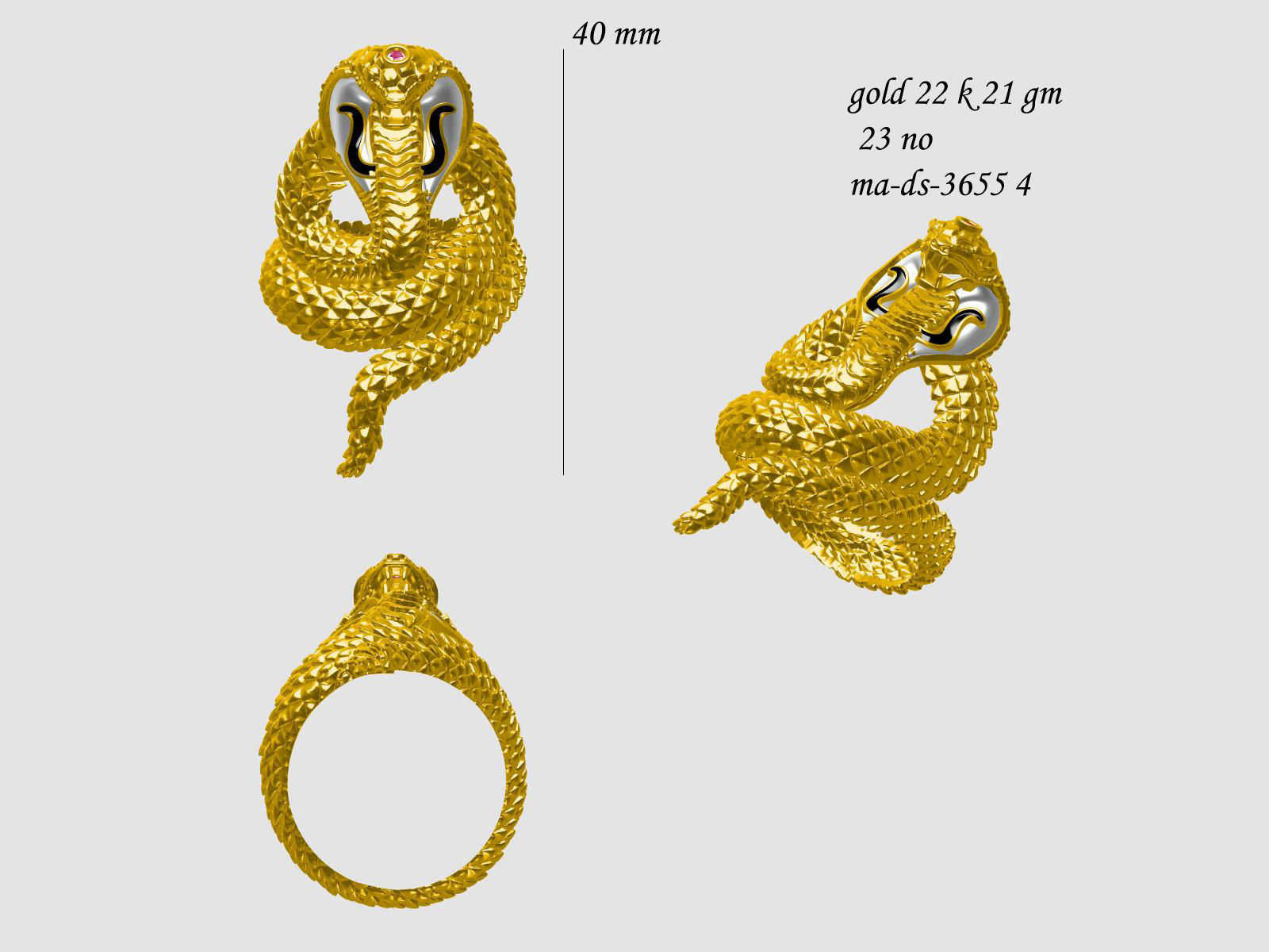 snake ring 3D print model_1
