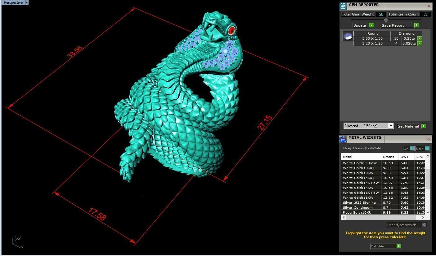 snake ring 3D print model_6