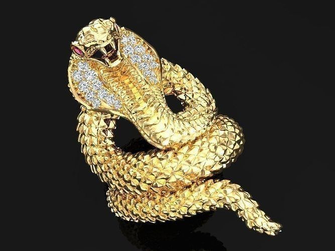 snake ring 3D print model_2