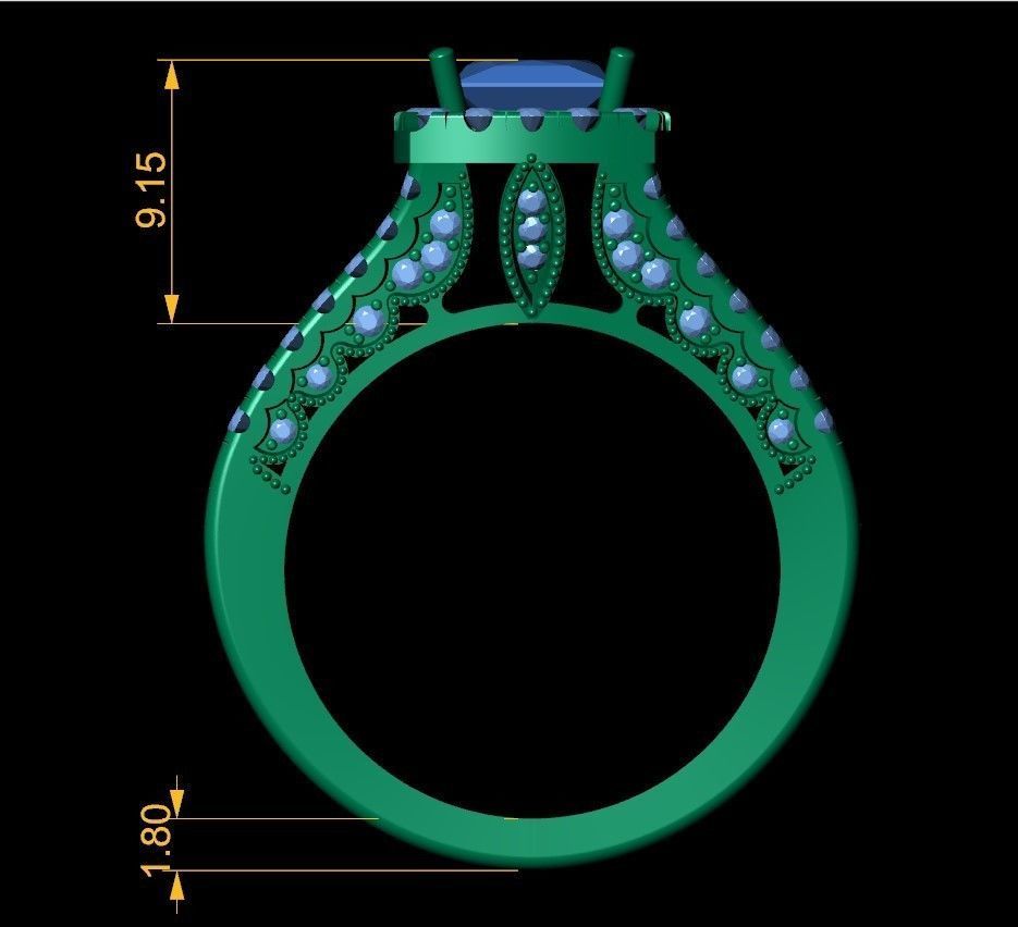 Princess Stone Ring 3d Model 3D print model_3