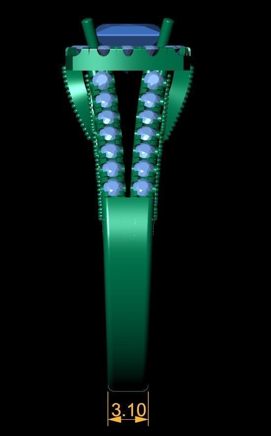 Princess Stone Ring 3d Model 3D print model_2