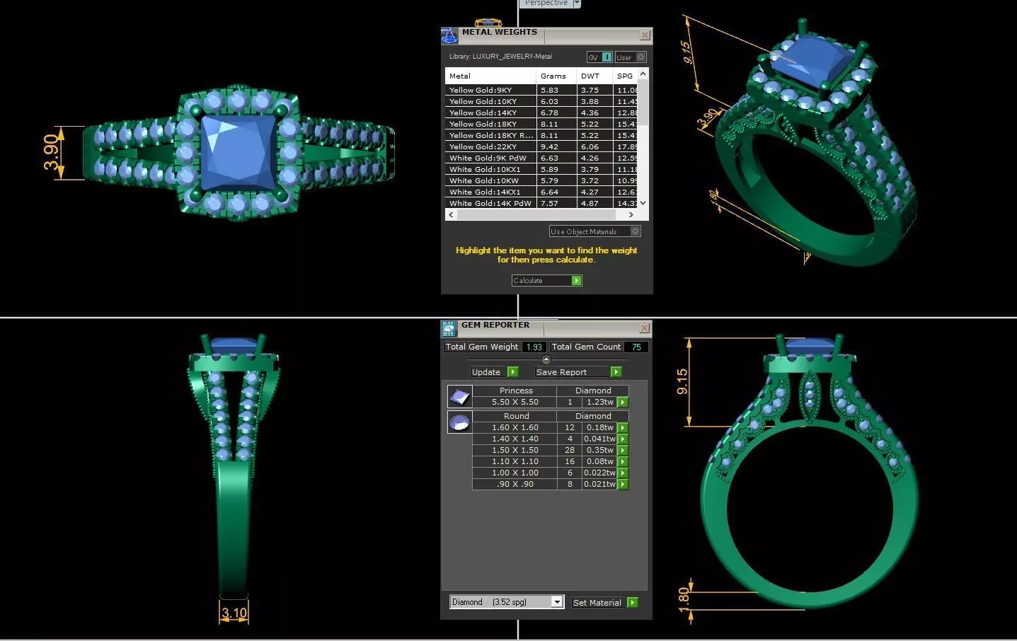 Princess Stone Ring 3d Model 3D print model_0