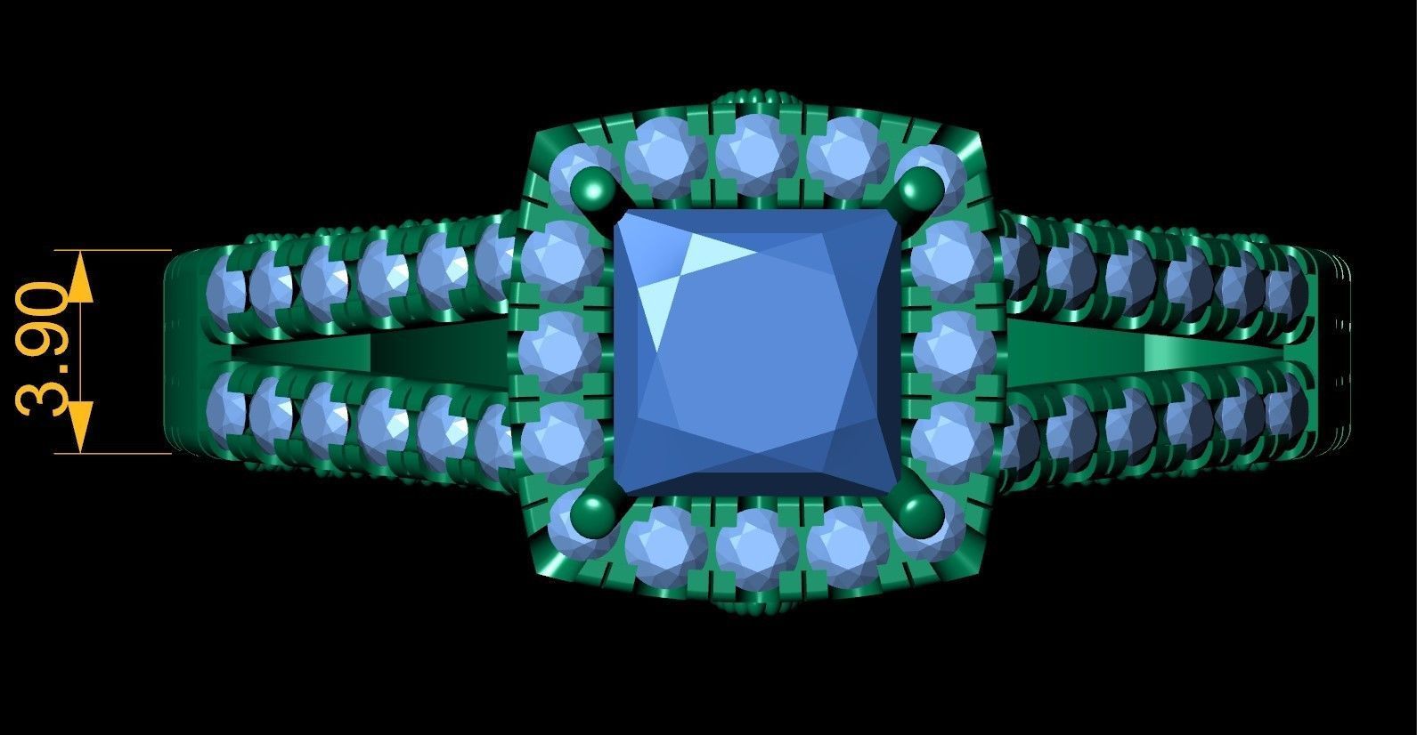 Princess Stone Ring 3d Model 3D print model_1