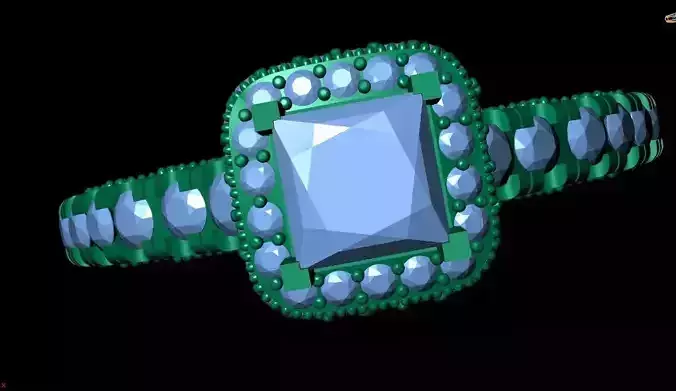 ring 3d Model emerald and diamond