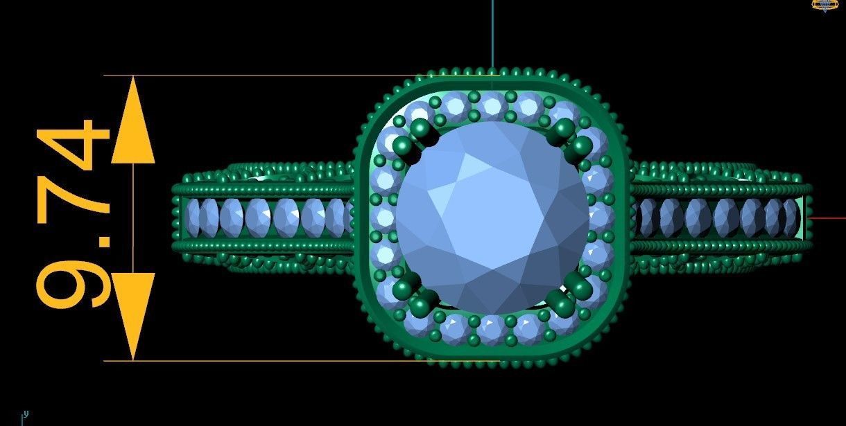 Ring 3d Model with diamonds 3D print model_1