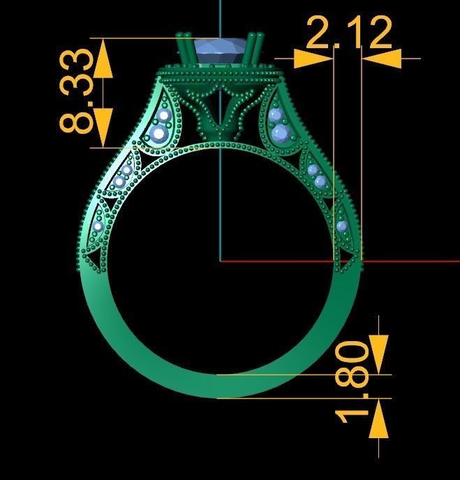 Ring 3d Model with diamonds 3D print model_3