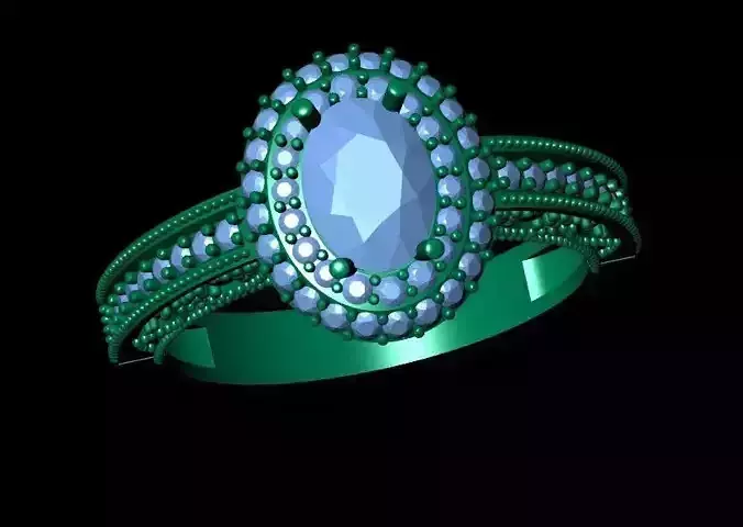 Ovel Stone Ring 3d Model