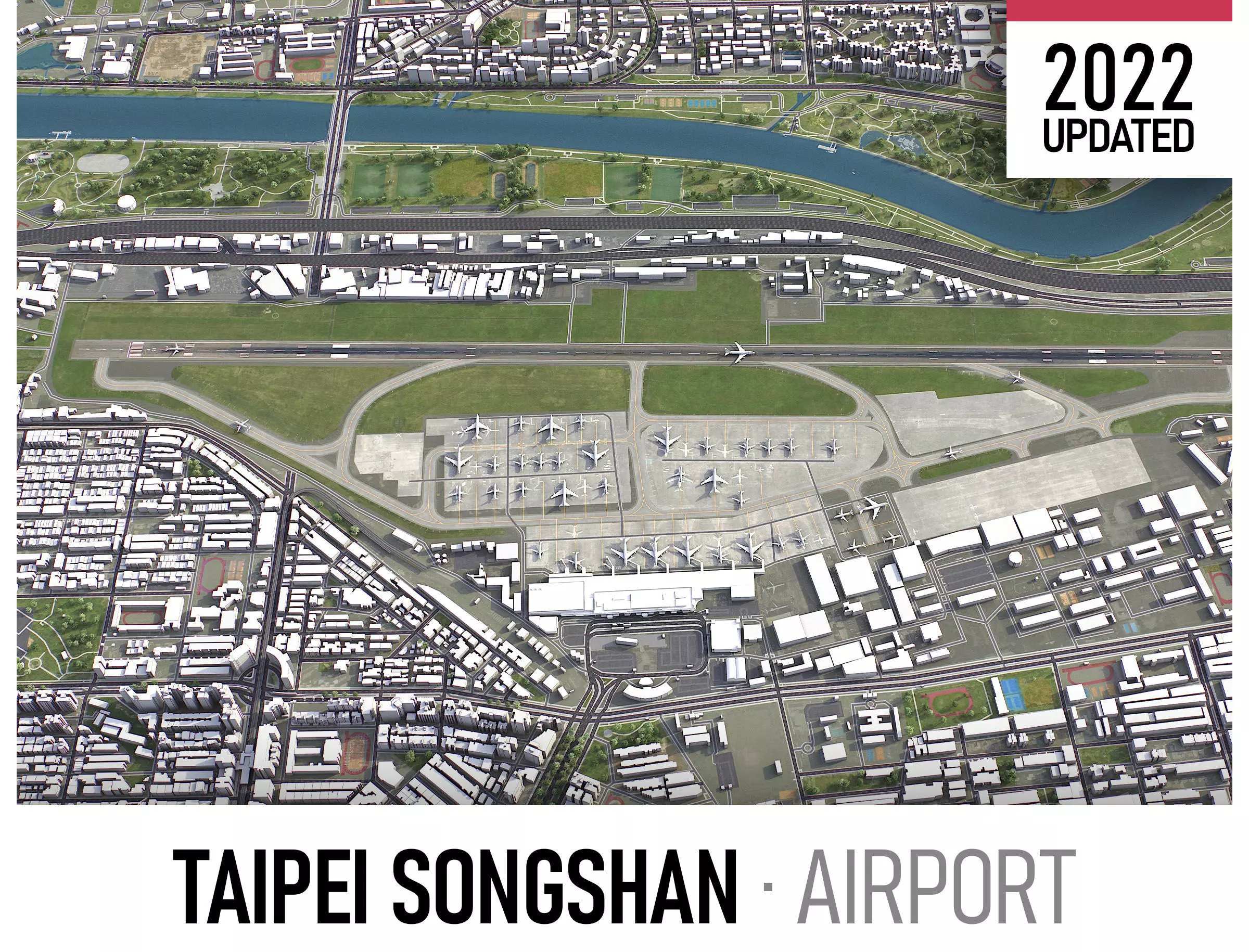 Taipei Airport Low-poly 3D model_0