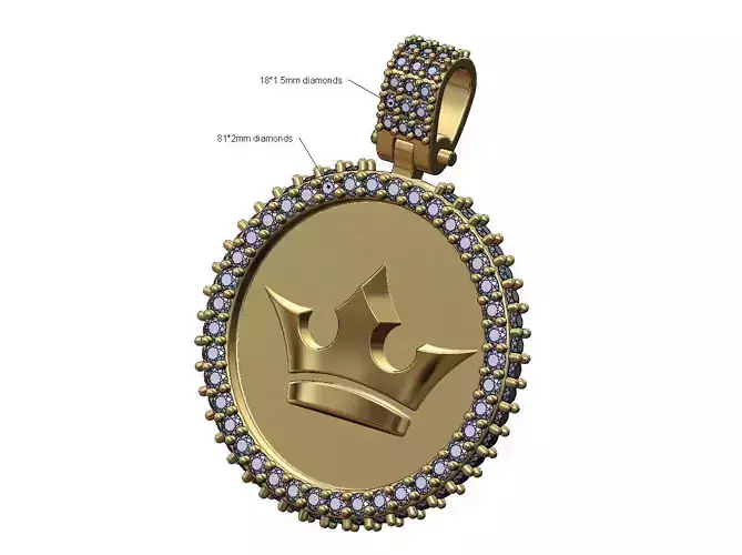 Crown Iced diamond pendant with bail