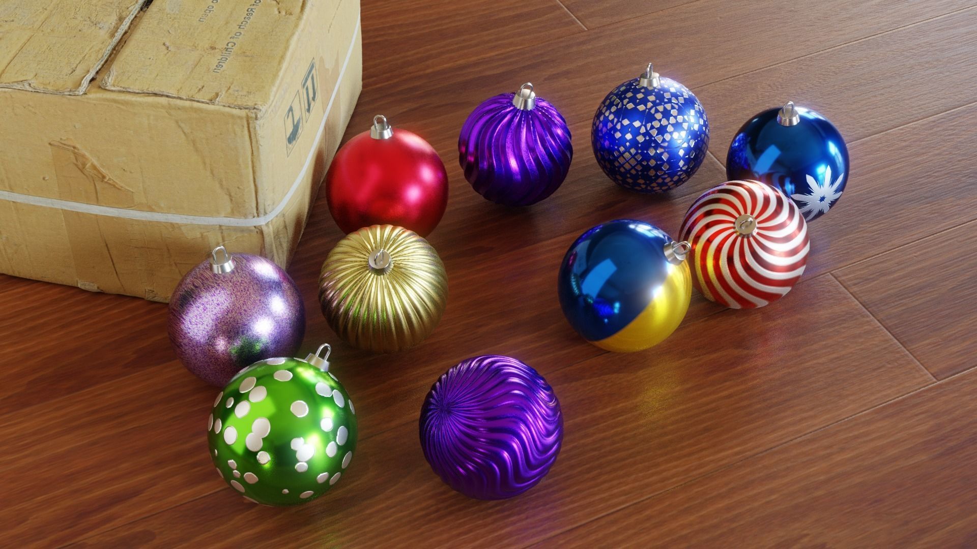 Christmas Ball - 3D - Fully Procedural materials 3D model_2