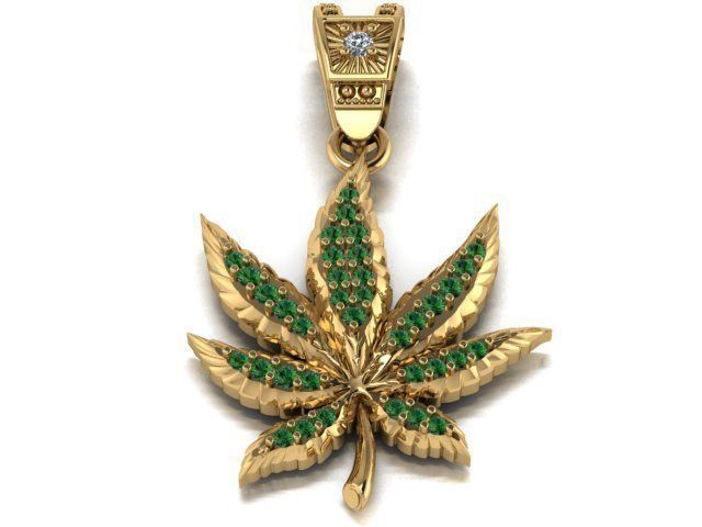 Marijuana Leaf pendant 3D print model_9