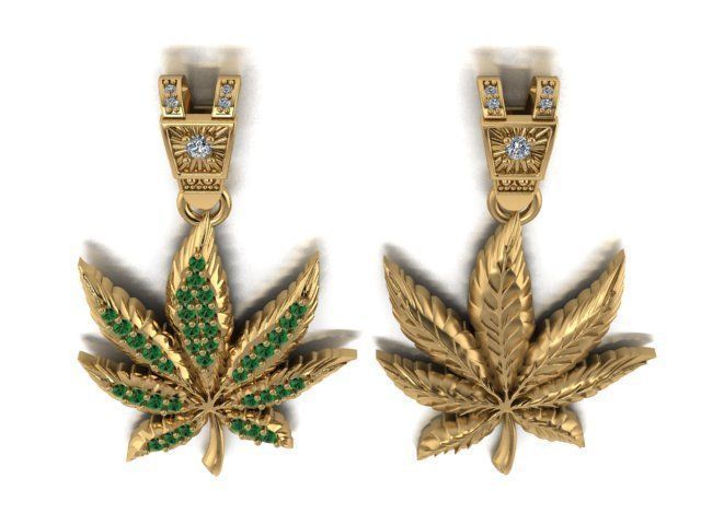 Marijuana Leaf pendant 3D print model_2