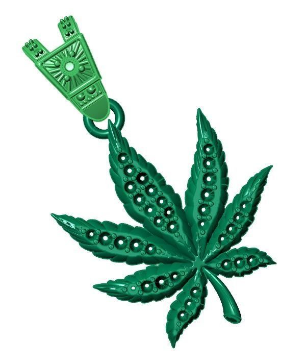 Marijuana Leaf pendant 3D print model_10