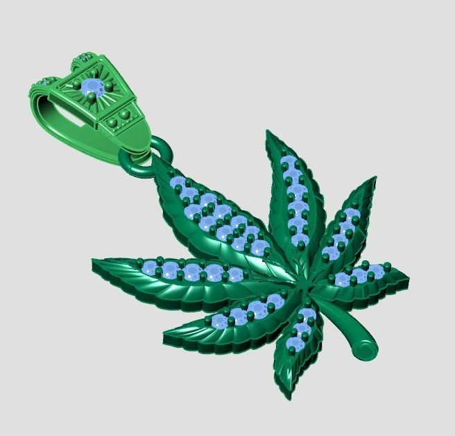 Marijuana Leaf pendant 3D print model_8