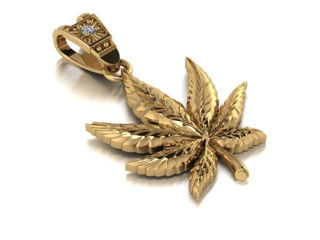Marijuana Leaf pendant 3D print model_16