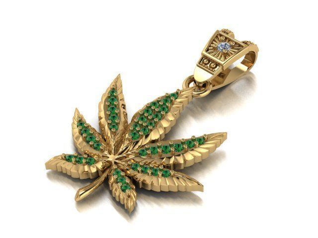 Marijuana Leaf pendant 3D print model_11