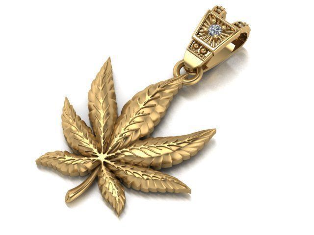 Marijuana Leaf pendant 3D print model_5