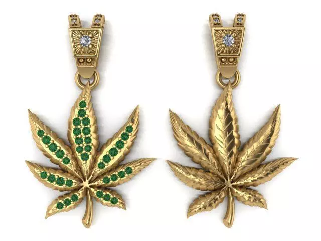 Marijuana Leaf pendant 3D print model_0