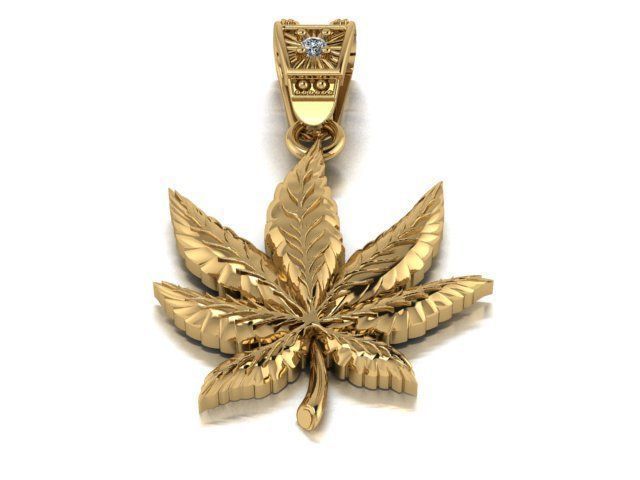 Marijuana Leaf pendant 3D print model_3