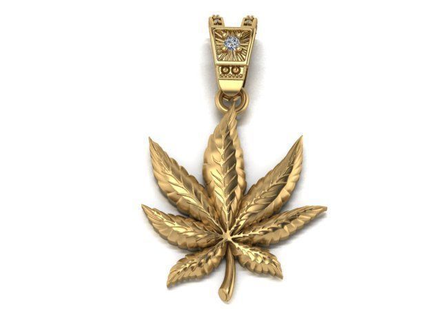 Marijuana Leaf pendant 3D print model_6