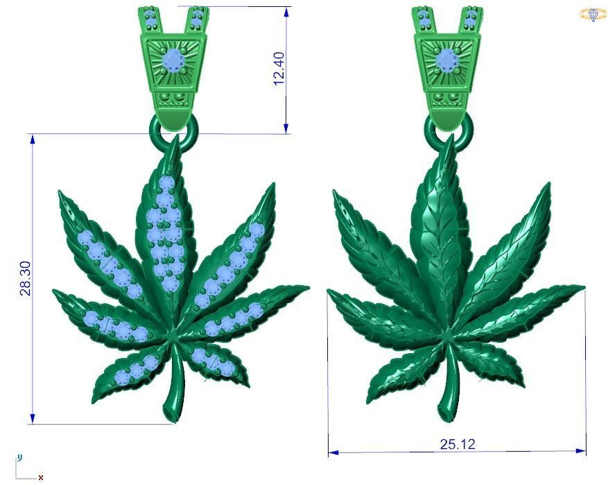 Marijuana Leaf pendant 3D print model_1