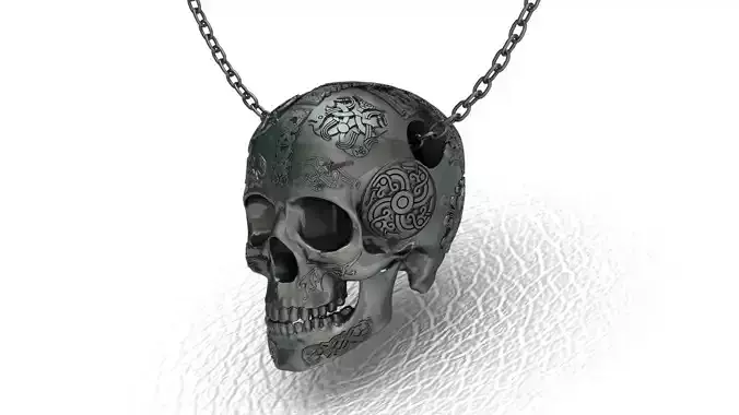 Viking Rune Skull Pendant