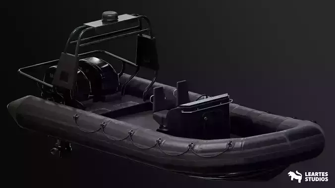 Military Boat - Rigged and BP Controllable with Skins Low-poly 3D model