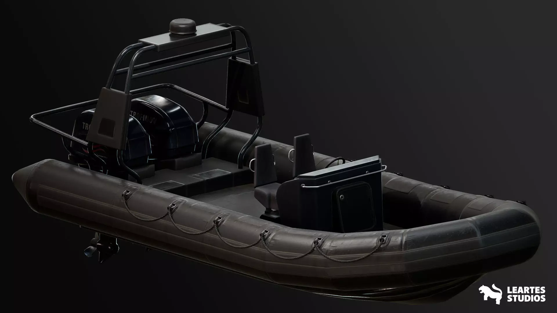 Military Boat - Rigged and BP Controllable with Skins Low-poly 3D model_0