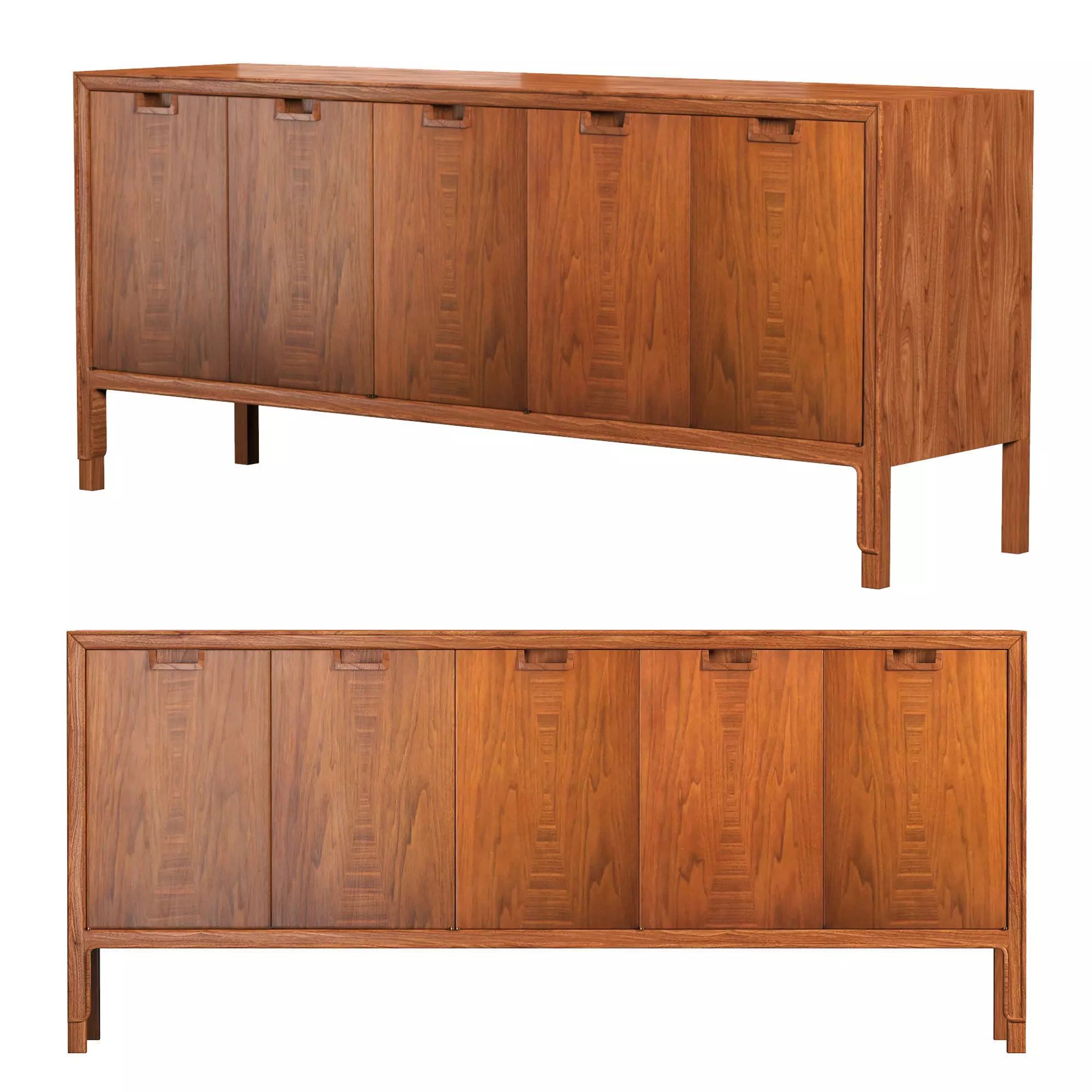 John Stuart Walnut Long Sideboard Credenza 3D model_0