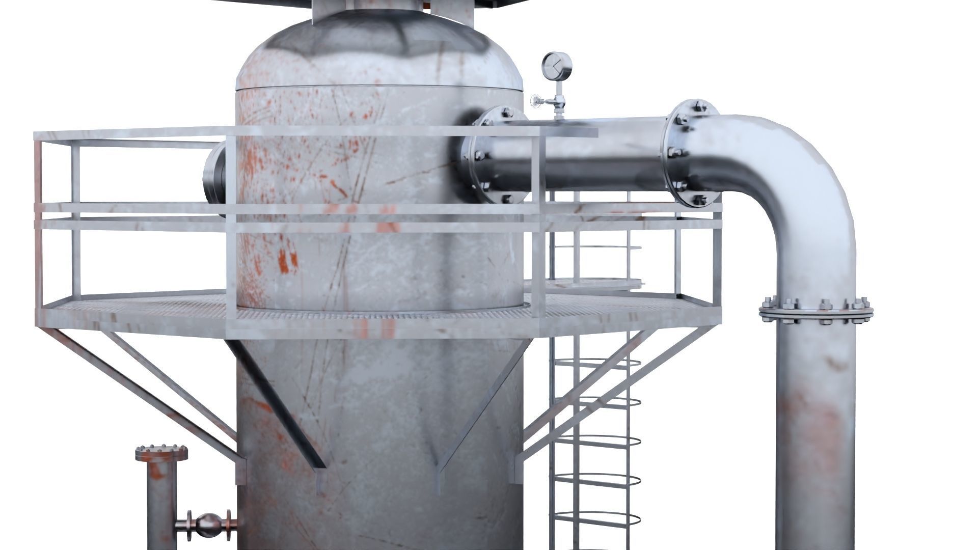 4K Scan Rusty Factory Exhaust pipe Low-poly 3D model_5