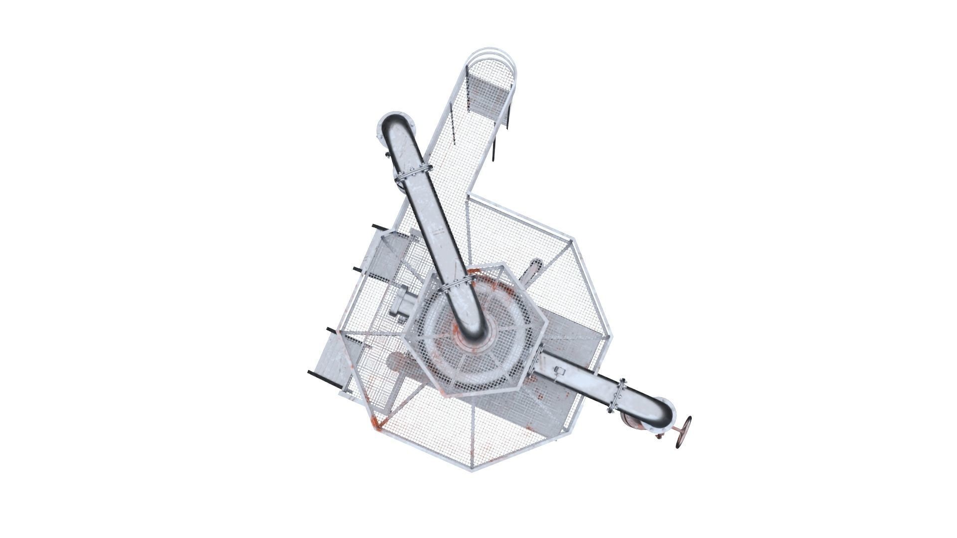 4K Scan Rusty Factory Exhaust pipe Low-poly 3D model_4