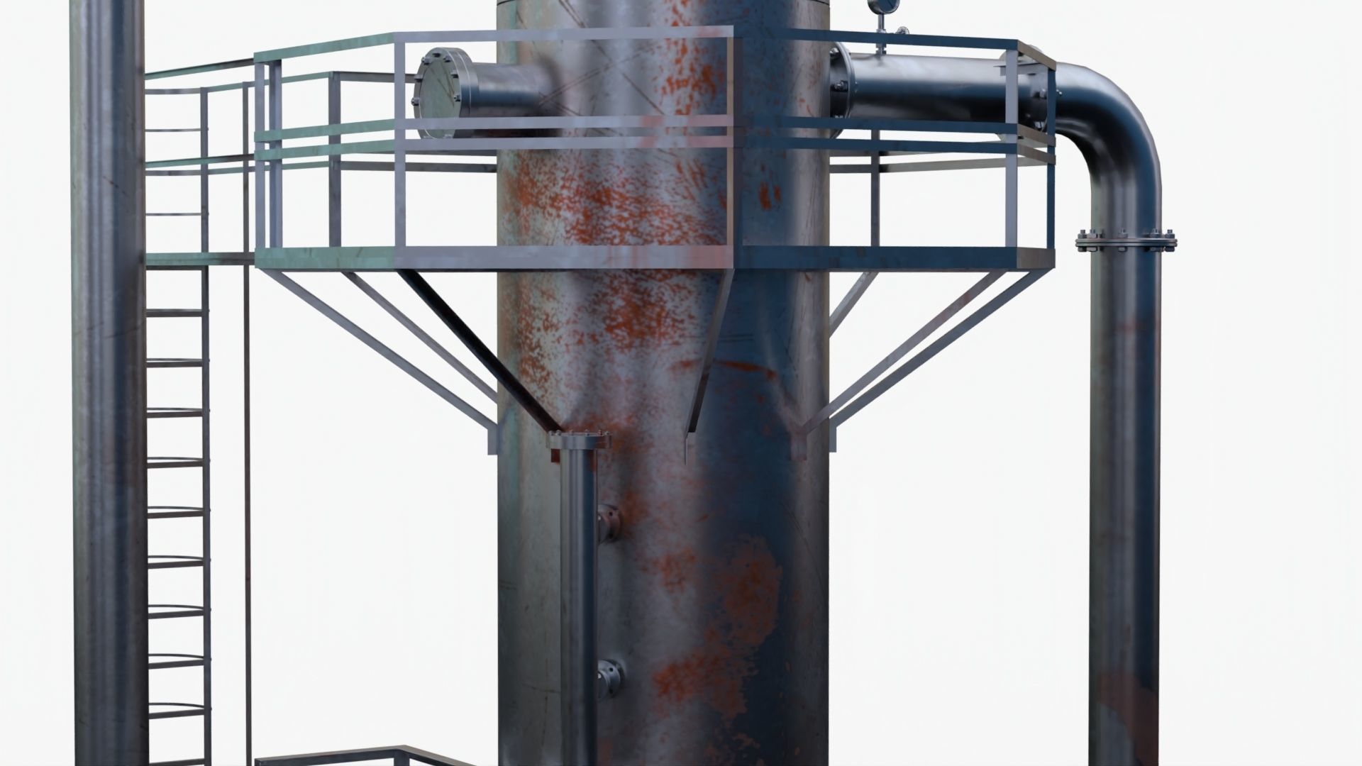 4K Scan Rusty Factory Exhaust pipe Low-poly 3D model_1