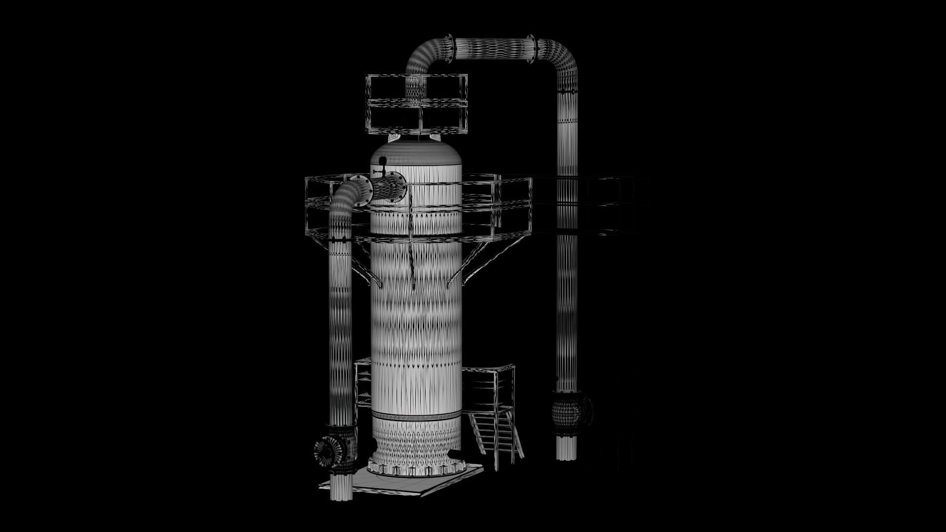 4K Scan Rusty Factory Exhaust pipe Low-poly 3D model_8