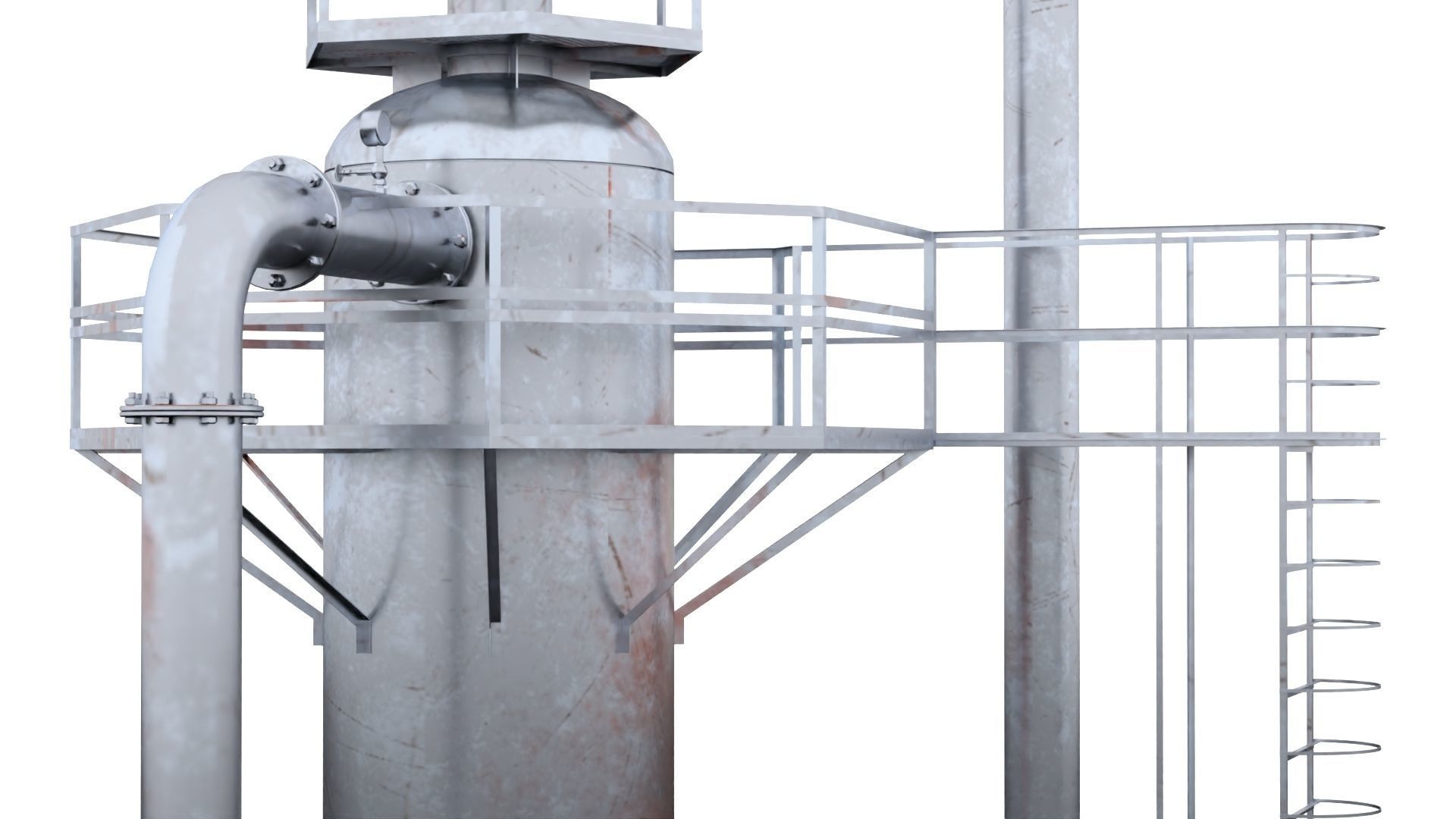 4K Scan Rusty Factory Exhaust pipe Low-poly 3D model_6