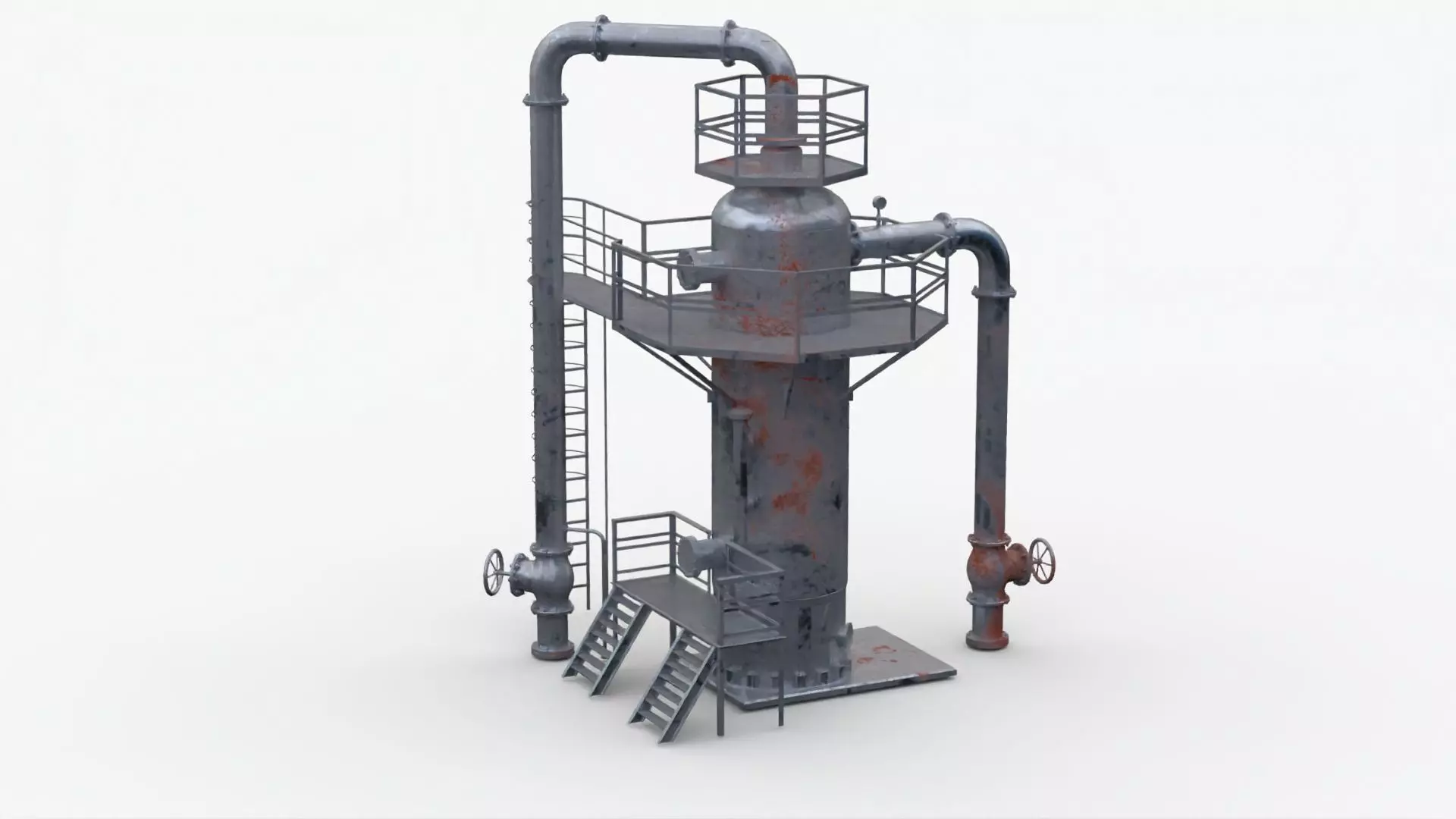 4K Scan Rusty Factory Exhaust pipe Low-poly 3D model_0