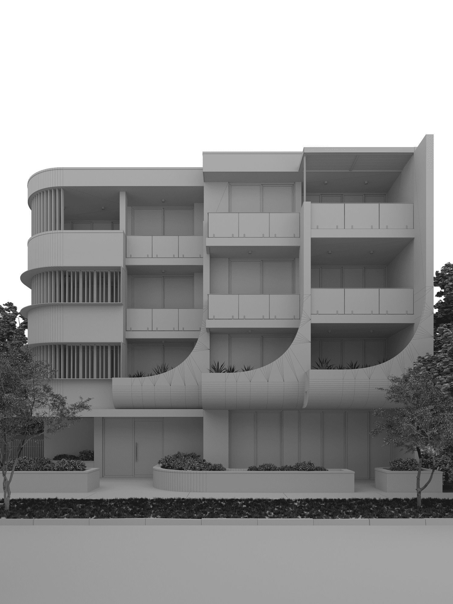 Residential Building Exterior Scene 3D model_8