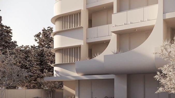 Residential Building Exterior Scene 3D model 6