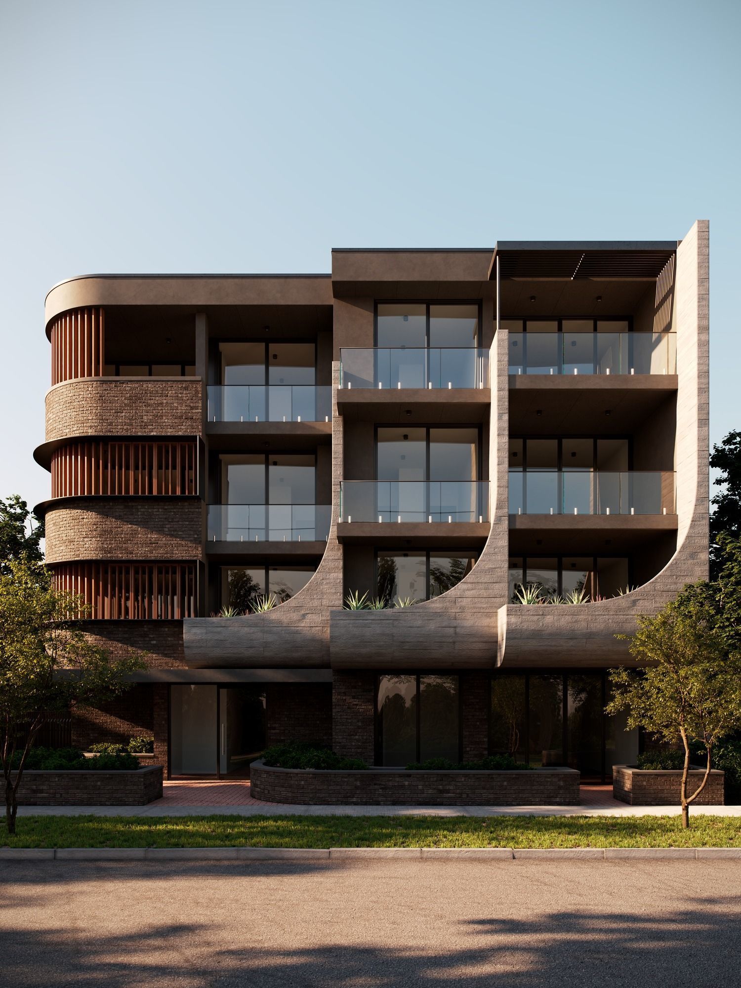 Residential Building Exterior Scene 3D model_1