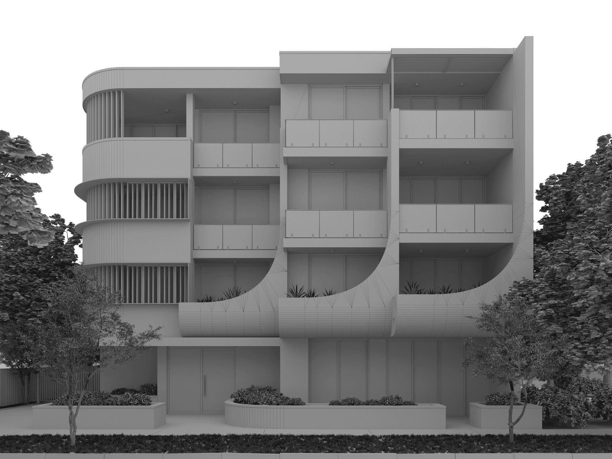 Residential Building Exterior Scene 3D model_11