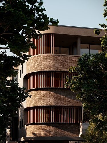 Residential Building Exterior Scene 3D model 4