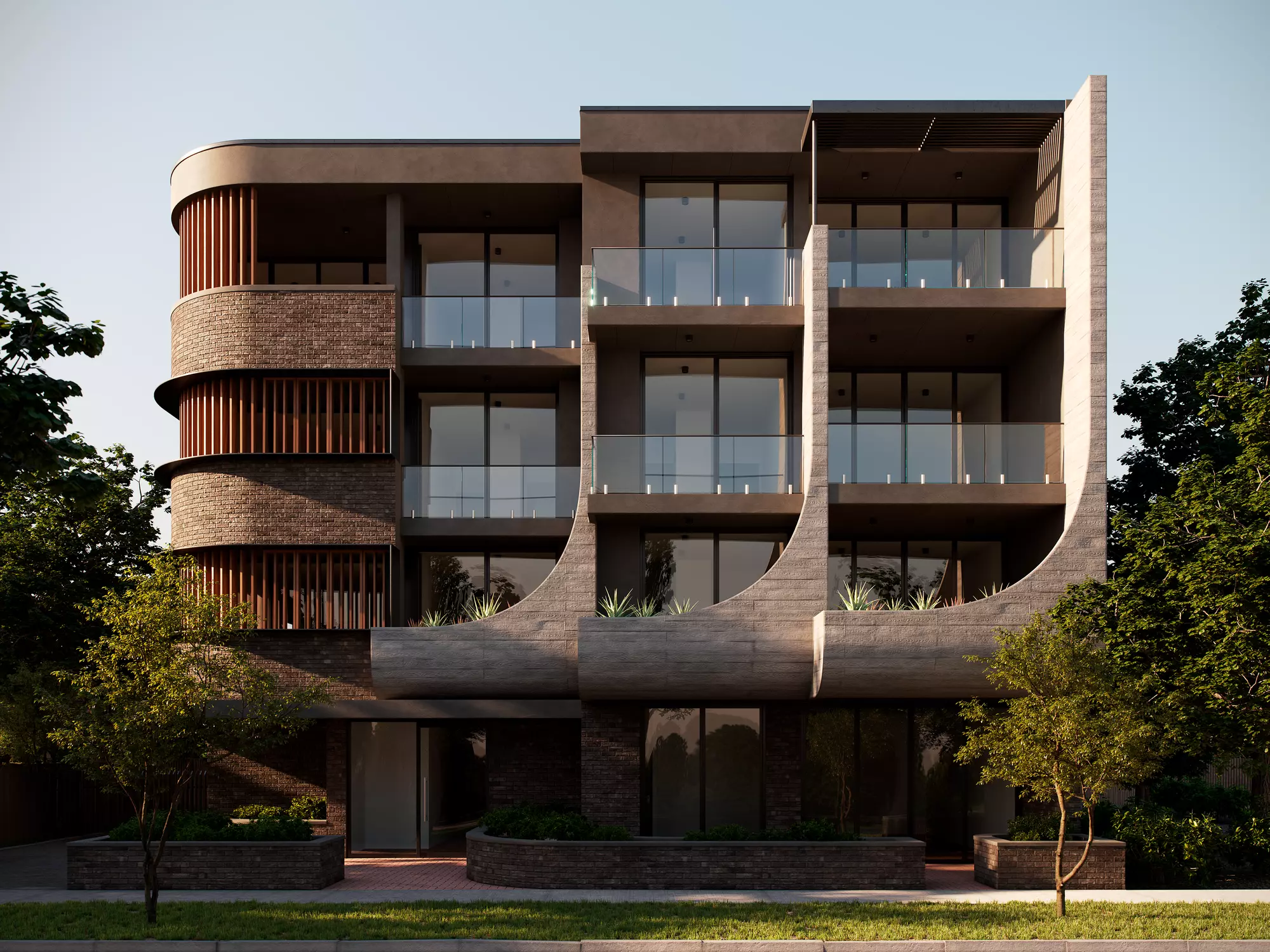 Residential Building Exterior Scene 3D model_0