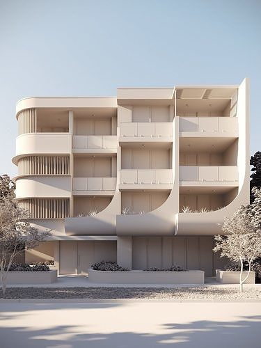 Residential Building Exterior Scene 3D model 5