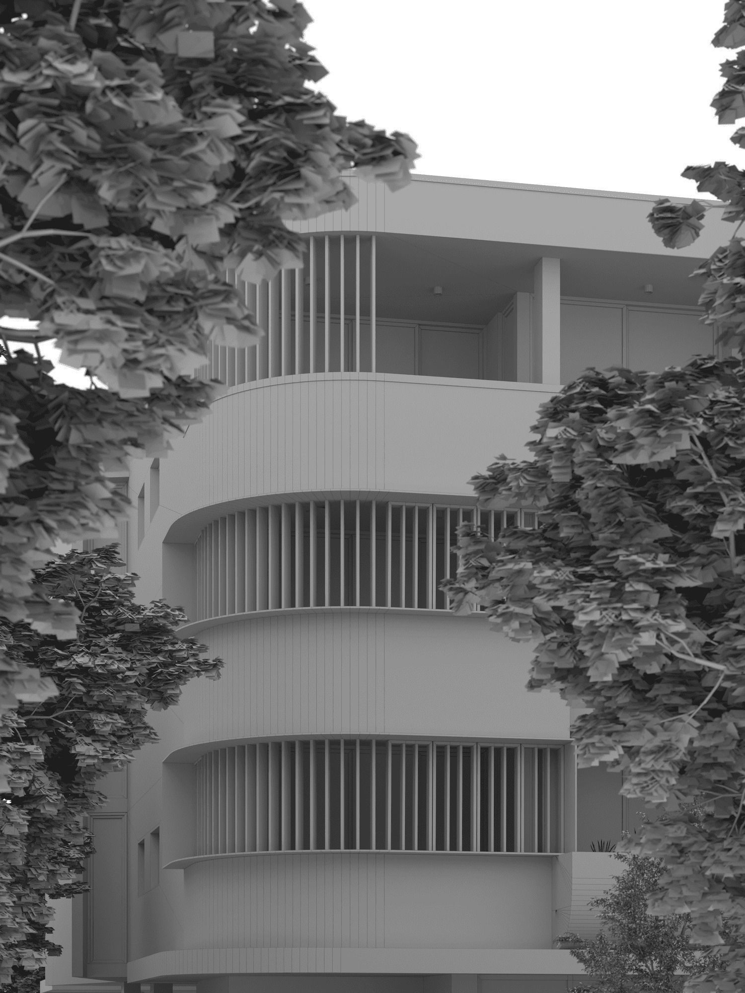Residential Building Exterior Scene 3D model_10